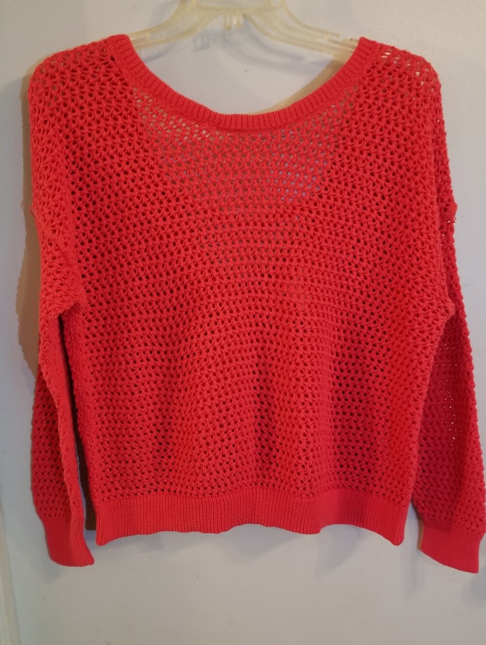 Victoria's Secret Open Knit Sweater Coral Red XL Extra Large